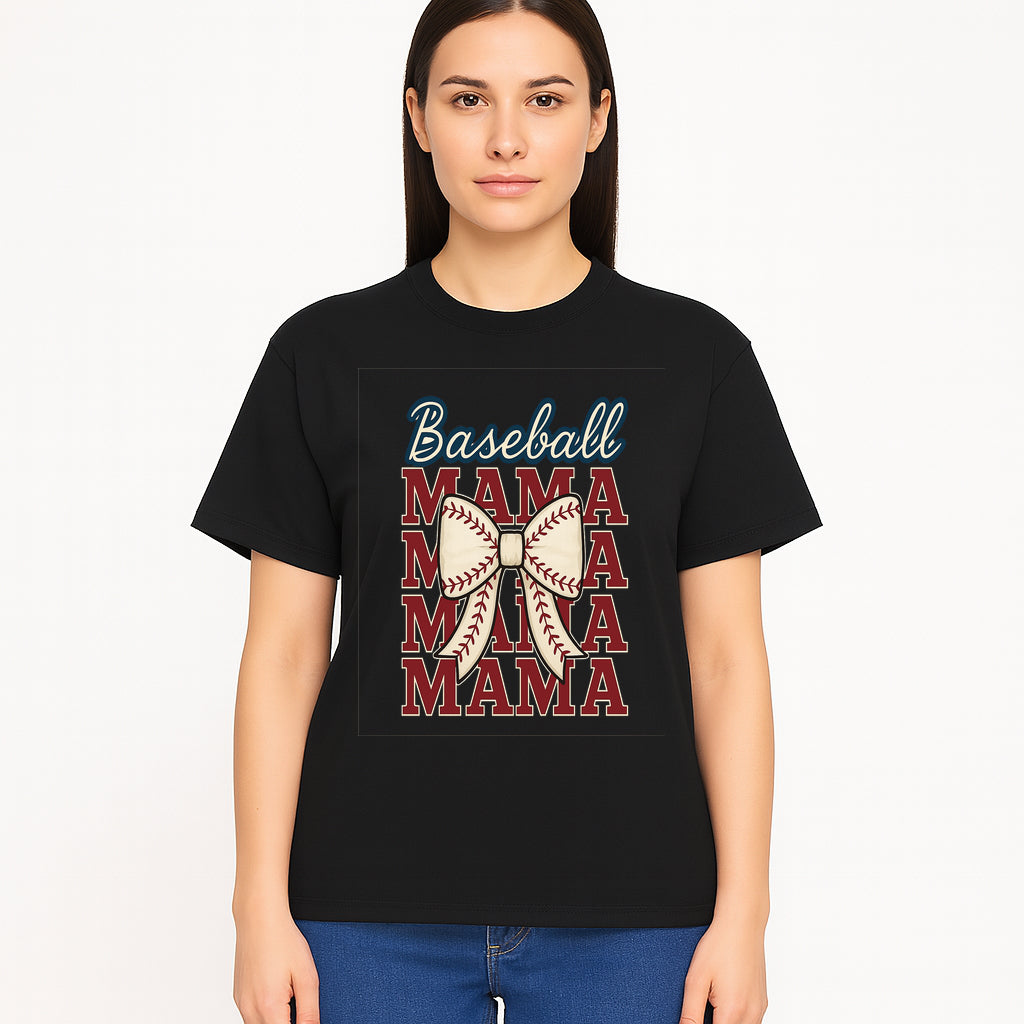 Baseball Mama T-Shirt with Bow, Cute Baseball Mom Graphic Tee, Softball Cheer Design for Sports Lovers and Fan Gifts - T-shirt 1758558734419.jpg