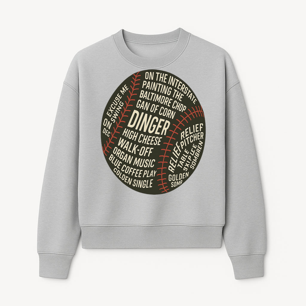 Baseball Terms Wall Art | Dinger Print with Game Phrases | Sports Decor for Fans | Vintage Baseball Typography Design - Sweatshirt 1758558734561.jpg
