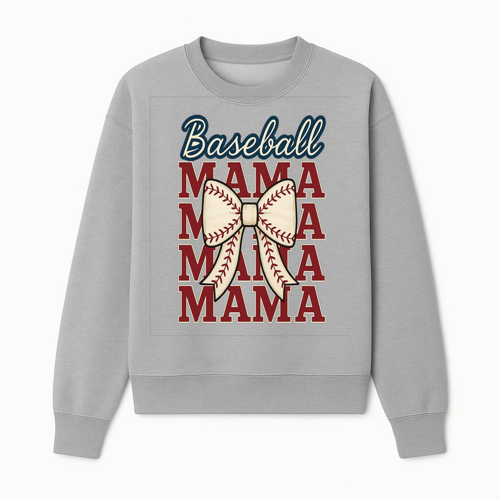 Baseball Mama T-Shirt with Bow, Cute Baseball Mom Graphic Tee, Softball Cheer Design for Sports Lovers and Fan Gifts - Sweatshirt 1758558734570.jpg
