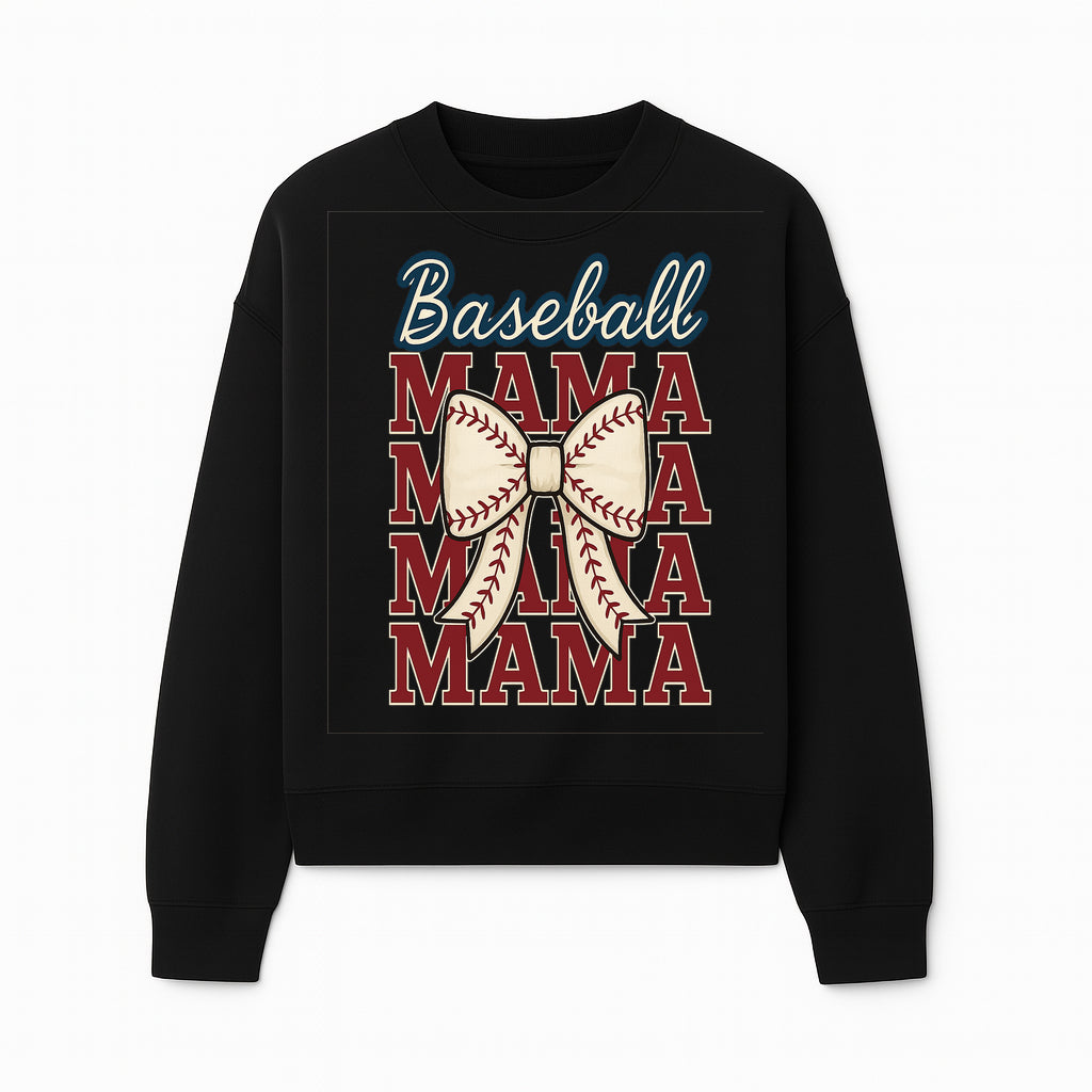 Baseball Mama T-Shirt with Bow, Cute Baseball Mom Graphic Tee, Softball Cheer Design for Sports Lovers and Fan Gifts - Sweatshirt 1758558734722.jpg