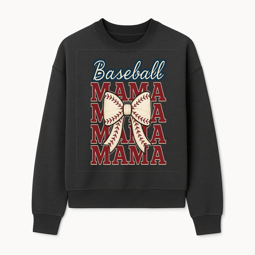 Baseball Mama T-Shirt with Bow, Cute Baseball Mom Graphic Tee, Softball Cheer Design for Sports Lovers and Fan Gifts - Sweatshirt 1758558734853.jpg