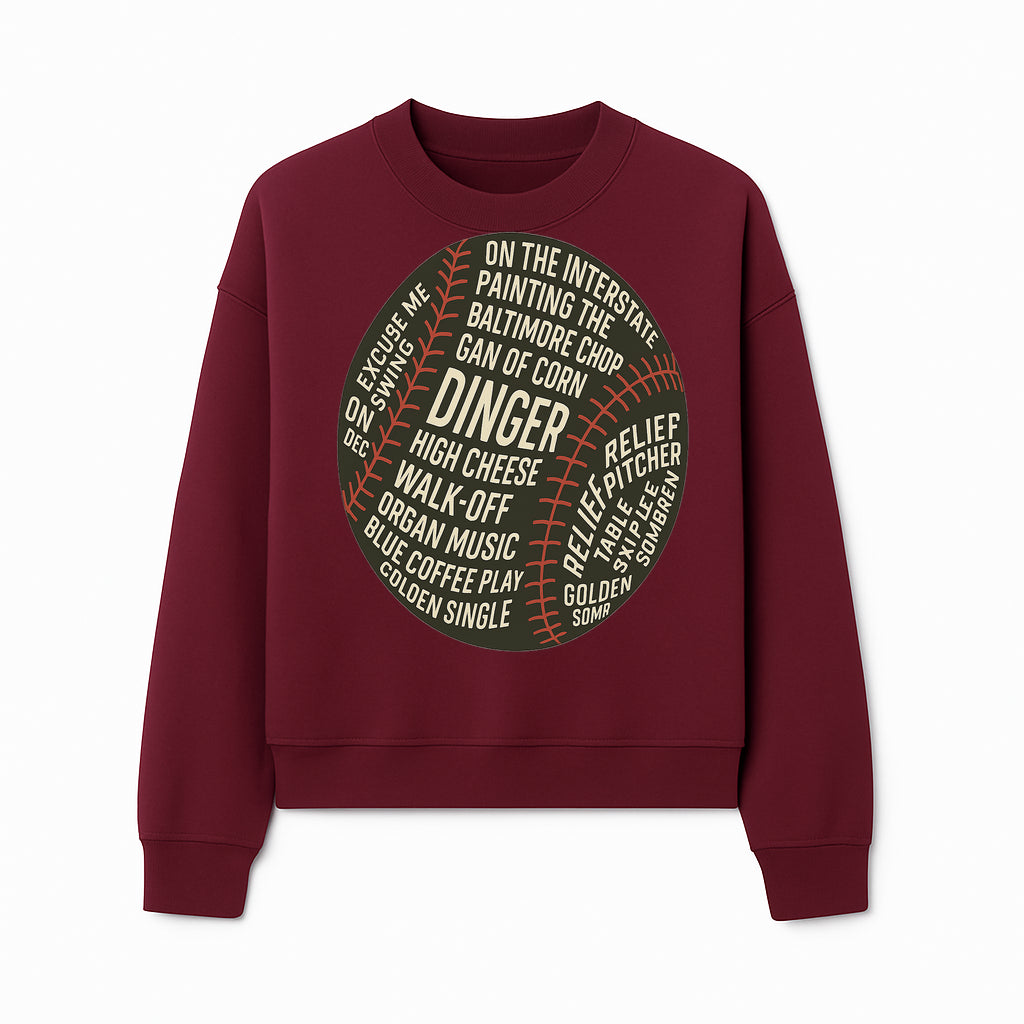 Baseball Terms Wall Art | Dinger Print with Game Phrases | Sports Decor for Fans | Vintage Baseball Typography Design - Sweatshirt 1758558734915.jpg