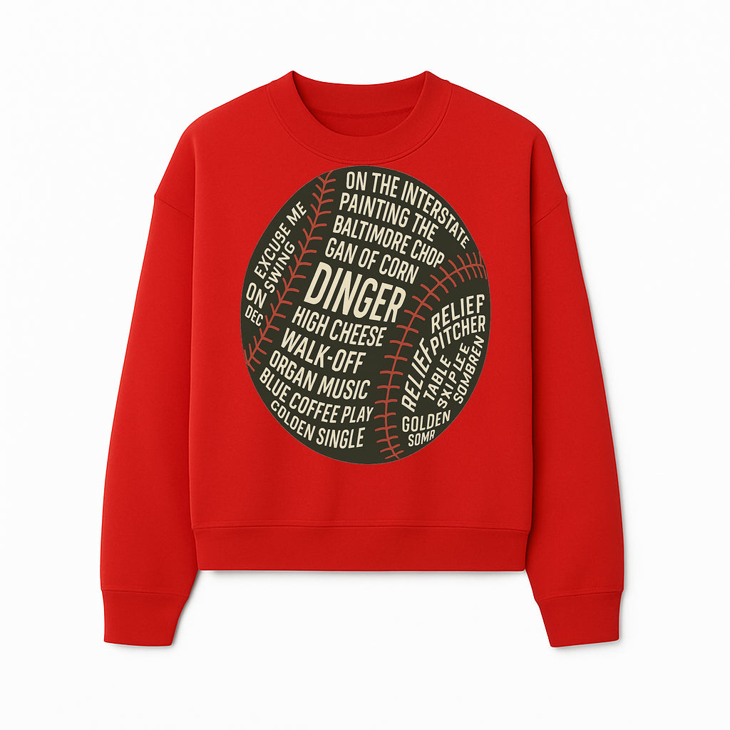Baseball Terms Wall Art | Dinger Print with Game Phrases | Sports Decor for Fans | Vintage Baseball Typography Design - Sweatshirt 1758558735146.jpg