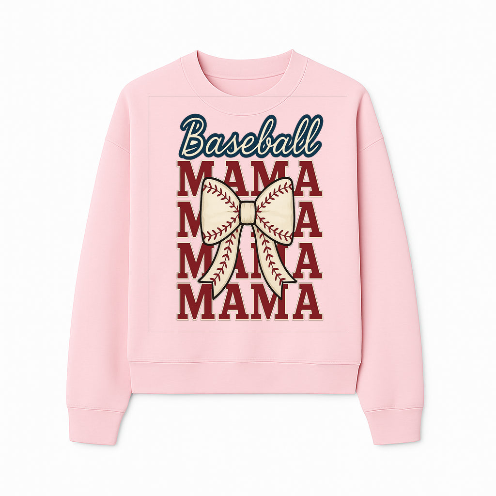 Baseball Mama T-Shirt with Bow, Cute Baseball Mom Graphic Tee, Softball Cheer Design for Sports Lovers and Fan Gifts - Sweatshirt 1758558735479.jpg