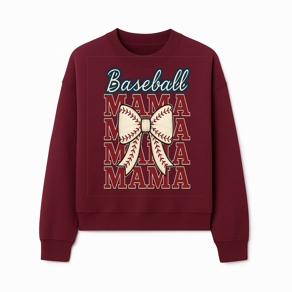Baseball Mama T-Shirt with Bow, Cute Baseball Mom Graphic Tee, Softball Cheer Design for Sports Lovers and Fan Gifts - Sweatshirt 1758558735612.jpg