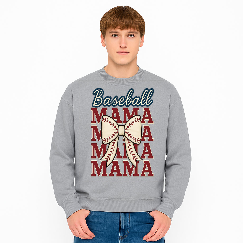 Baseball Mama T-Shirt with Bow, Cute Baseball Mom Graphic Tee, Softball Cheer Design for Sports Lovers and Fan Gifts - Sweatshirt 1758558737312.jpg