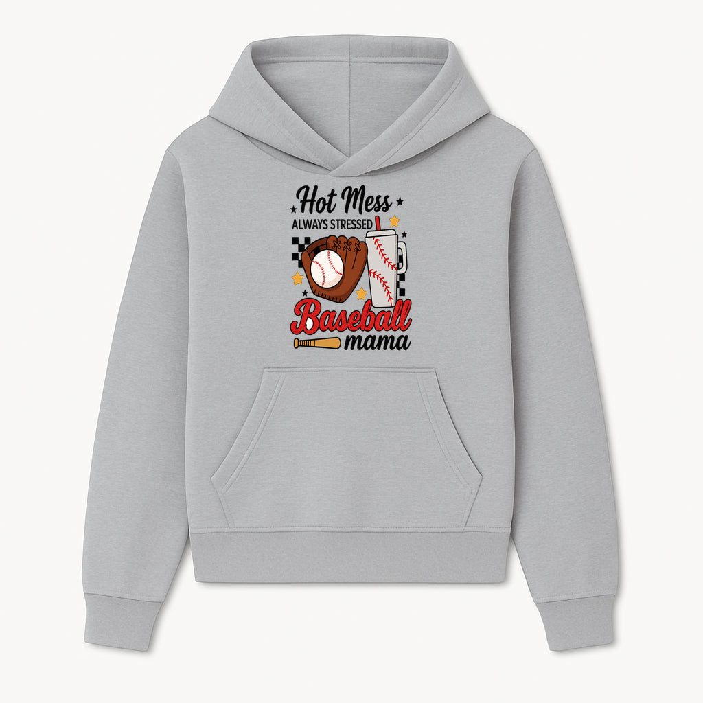 Baseball Mama Hot Mess Always Stressed Graphic Tee for Moms, Sports Fans Fun Baseball Theme Shirt - Hoodie 1758558737944.jpg