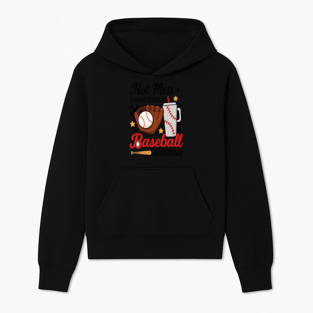Baseball Mama Hot Mess Always Stressed Graphic Tee for Moms, Sports Fans Fun Baseball Theme Shirt - Hoodie 1758558738142.jpg