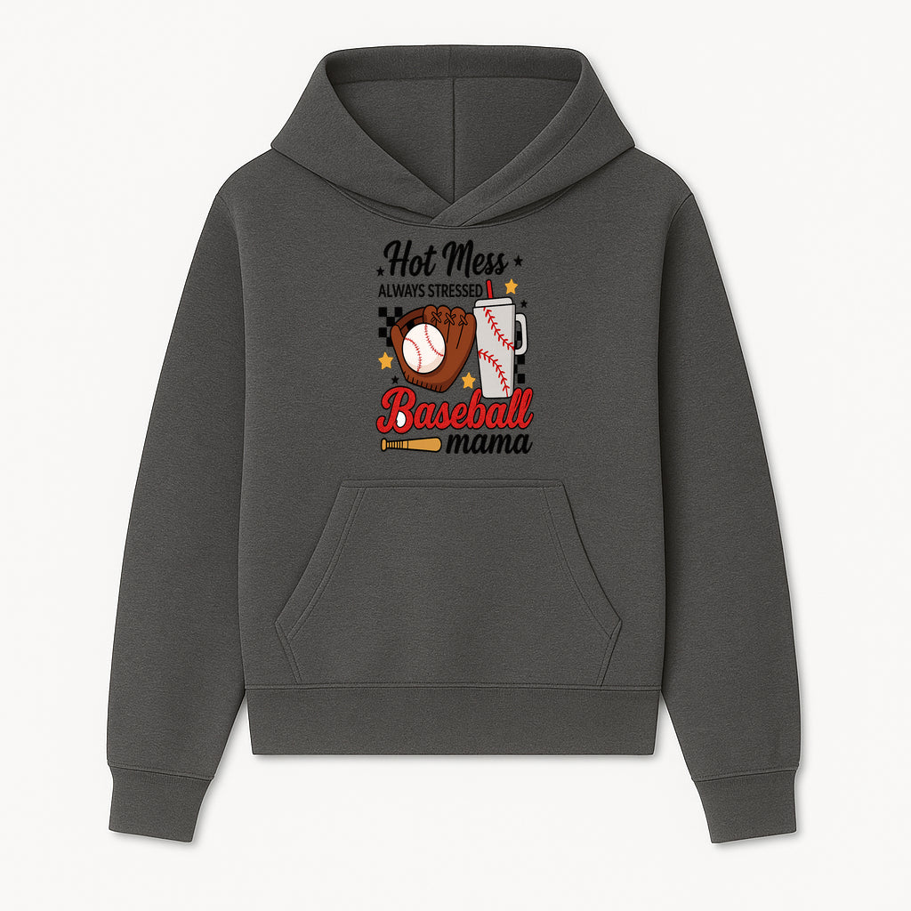 Baseball Mama Hot Mess Always Stressed Graphic Tee for Moms, Sports Fans Fun Baseball Theme Shirt - Hoodie 1758558738286.jpg
