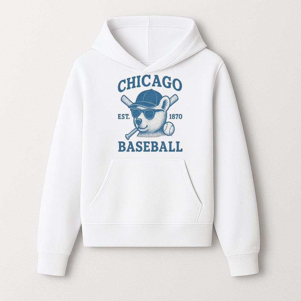 Chicago Baseball Bear Graphic Tee - Vintage Style, Established 1870, Cool Sunglasses, Perfect Gift for Fans - Hoodie 1758558738296.jpg