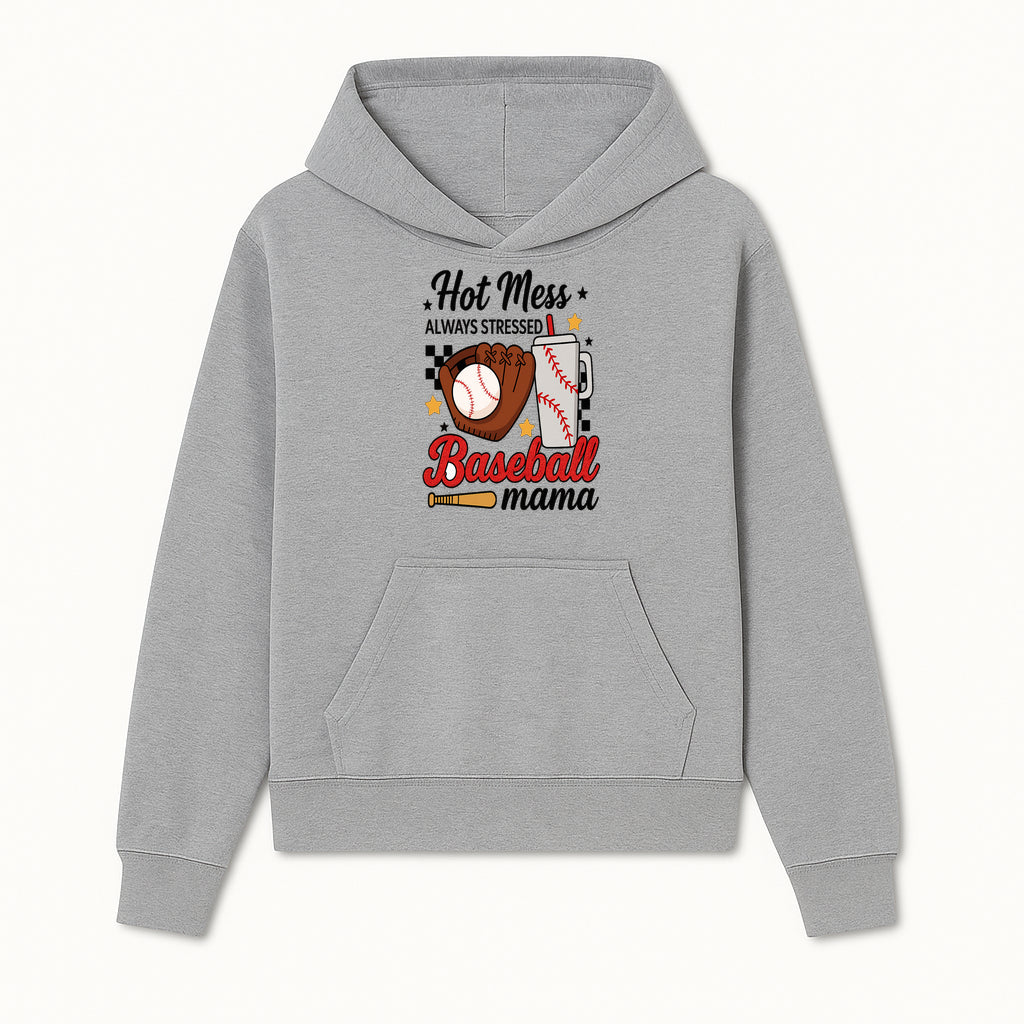 Baseball Mama Hot Mess Always Stressed Graphic Tee for Moms, Sports Fans Fun Baseball Theme Shirt - Hoodie 1758558738570.jpg