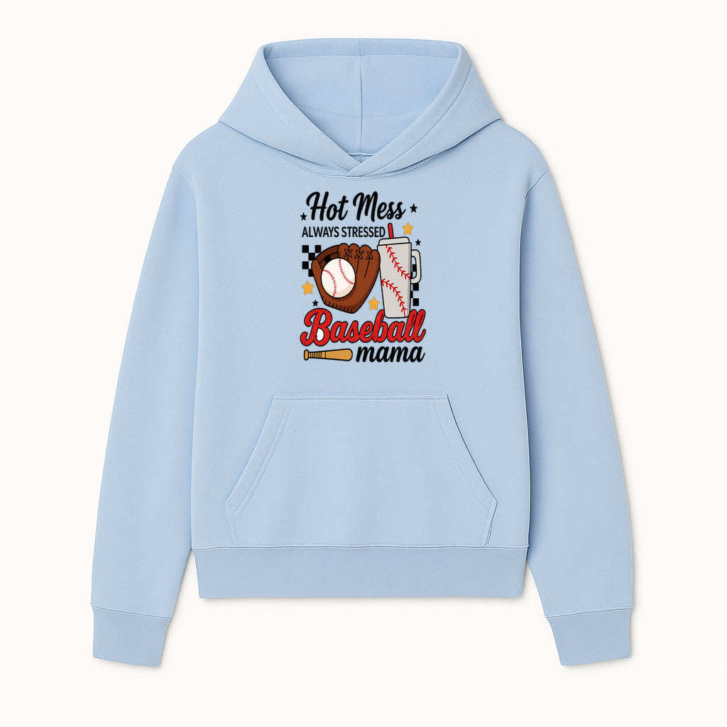 Baseball Mama Hot Mess Always Stressed Graphic Tee for Moms, Sports Fans Fun Baseball Theme Shirt - Hoodie 1758558738696.jpg