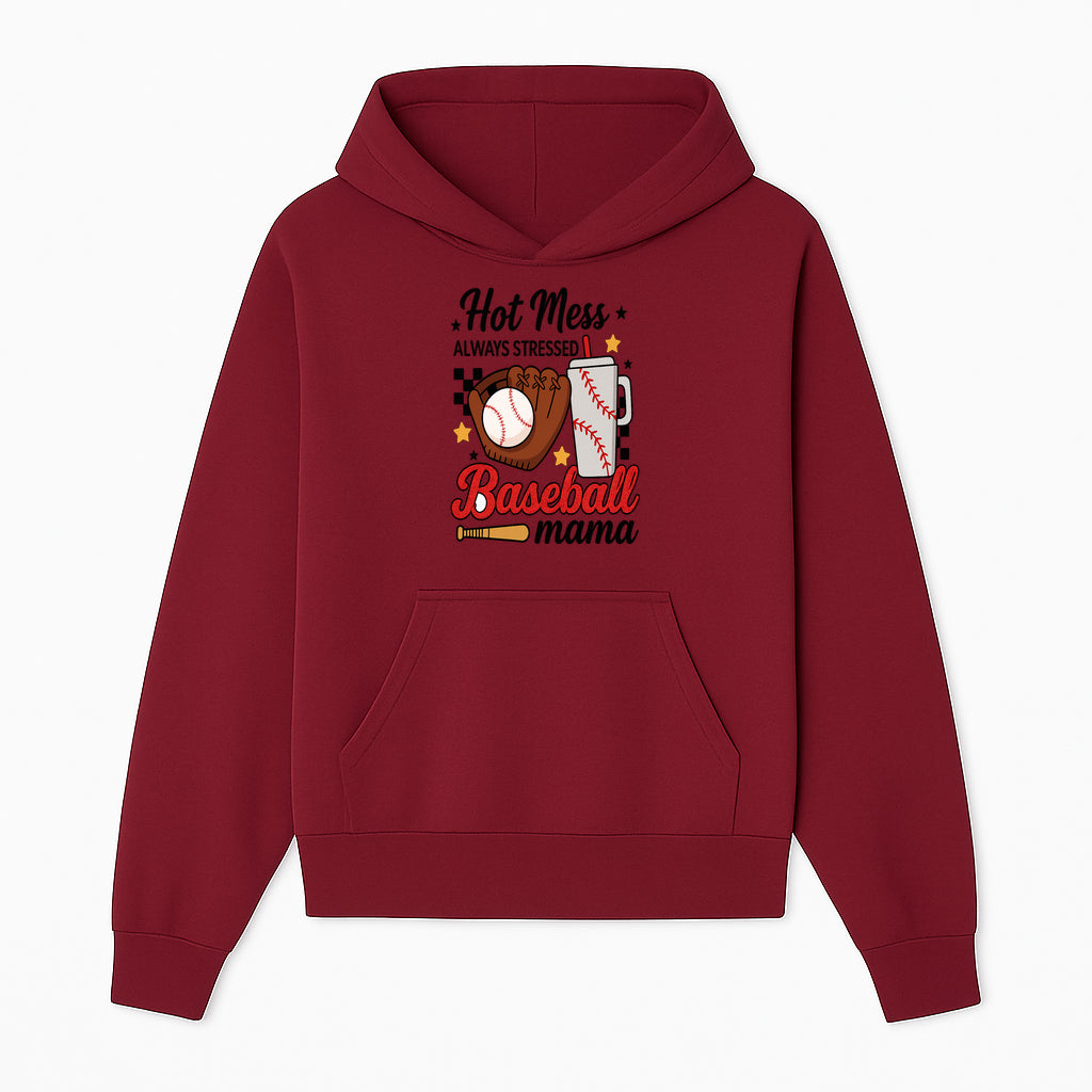 Baseball Mama Hot Mess Always Stressed Graphic Tee for Moms, Sports Fans Fun Baseball Theme Shirt - Hoodie 1758558739031.jpg