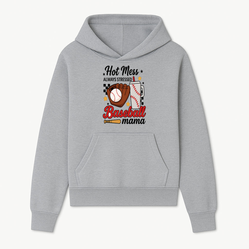 Baseball Mama Hot Mess Always Stressed Graphic Tee for Moms, Sports Fans Fun Baseball Theme Shirt - Hoodie 1758558739420.jpg