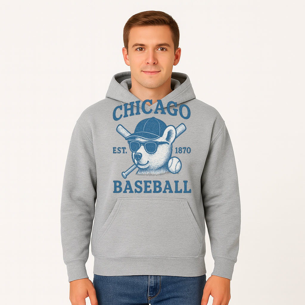 Chicago Baseball Bear Graphic Tee - Vintage Style, Established 1870, Cool Sunglasses, Perfect Gift for Fans - Hoodie 1758558739454.jpg
