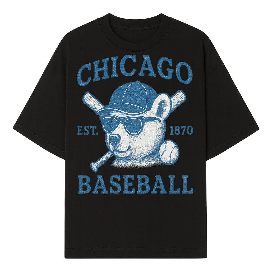 Chicago Baseball Bear Graphic Tee - Vintage Style, Established 1870, Cool Sunglasses, Perfect Gift for Fans - T-shirt 1758558739934.jpg