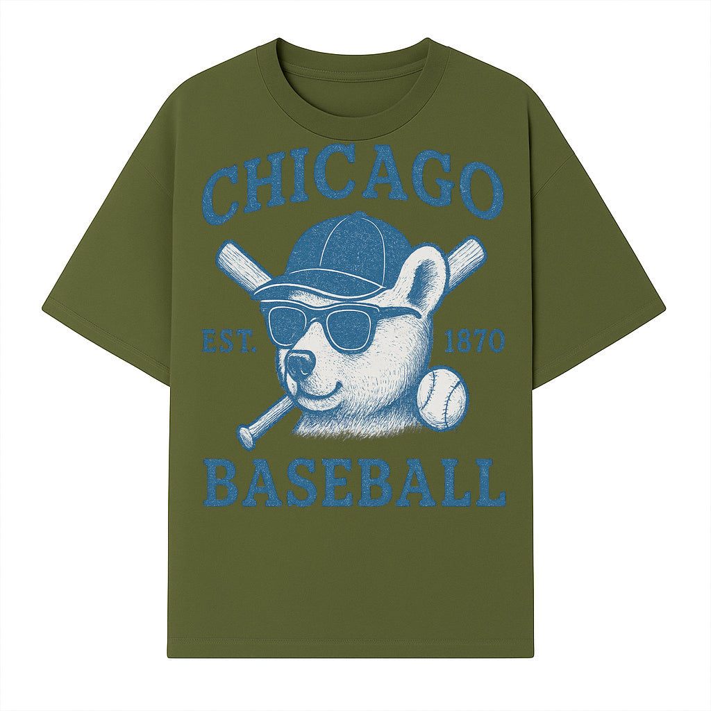Chicago Baseball Bear Graphic Tee - Vintage Style, Established 1870, Cool Sunglasses, Perfect Gift for Fans - T-shirt 1758558740252.jpg