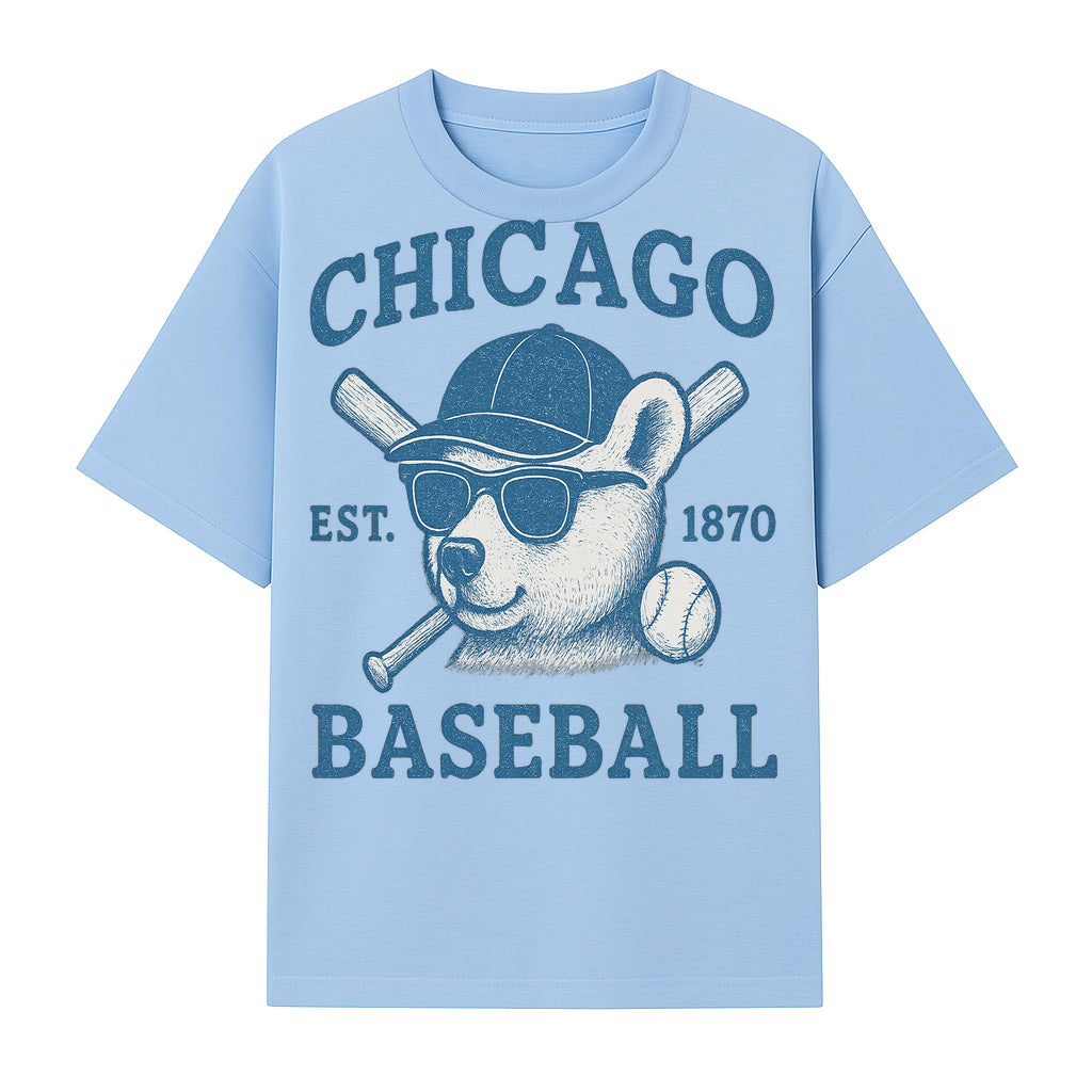 Chicago Baseball Bear Graphic Tee - Vintage Style, Established 1870, Cool Sunglasses, Perfect Gift for Fans - T-shirt 1758558740614.jpg