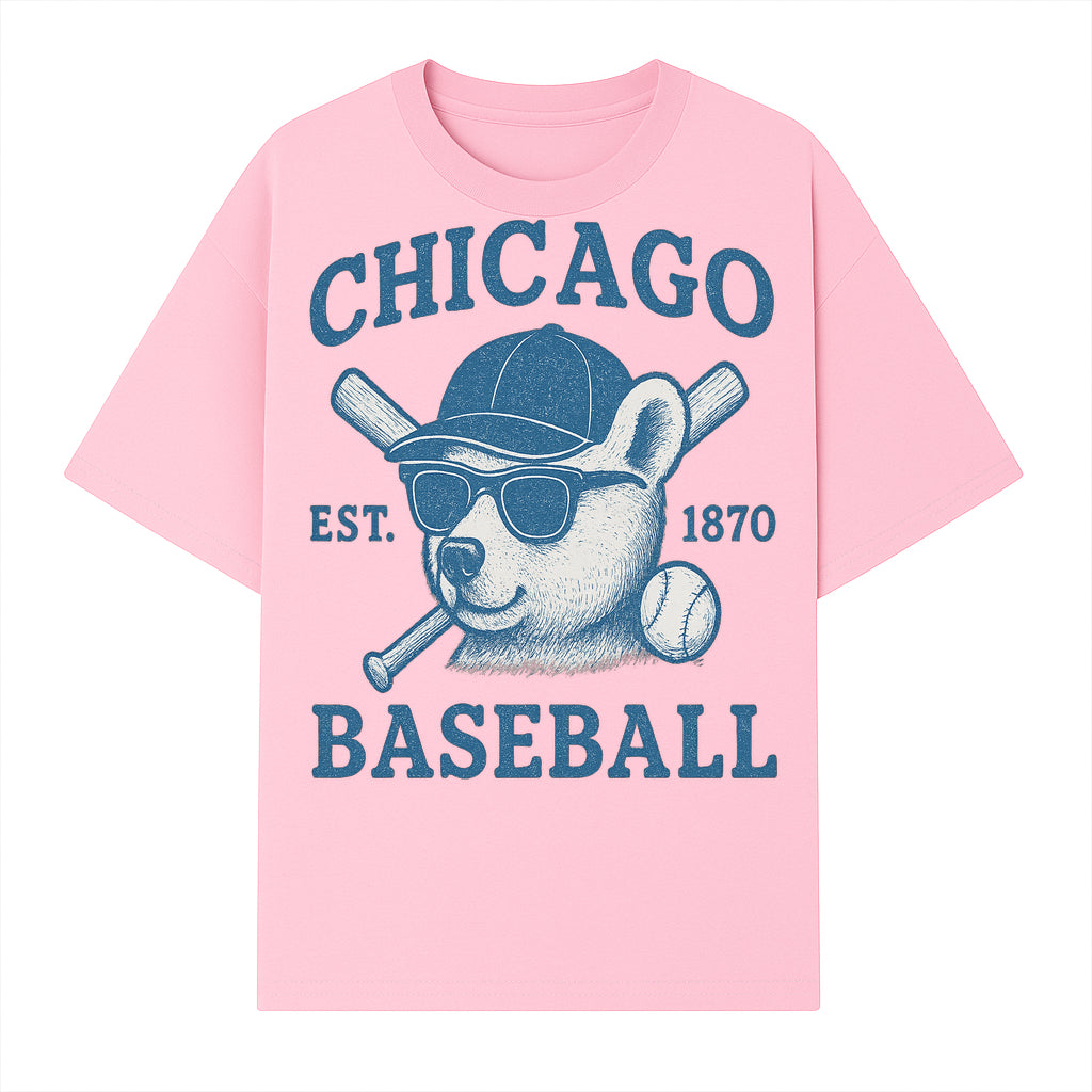Chicago Baseball Bear Graphic Tee - Vintage Style, Established 1870, Cool Sunglasses, Perfect Gift for Fans - T-shirt 1758558740768.jpg