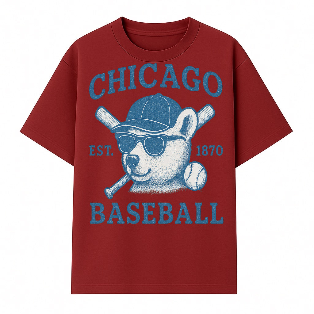 Chicago Baseball Bear Graphic Tee - Vintage Style, Established 1870, Cool Sunglasses, Perfect Gift for Fans - T-shirt 1758558740904.jpg