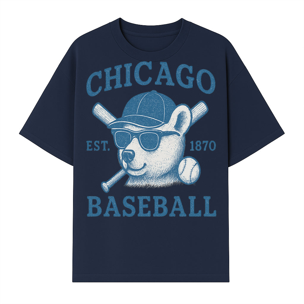 Chicago Baseball Bear Graphic Tee - Vintage Style, Established 1870, Cool Sunglasses, Perfect Gift for Fans - T-shirt 1758558741033.jpg