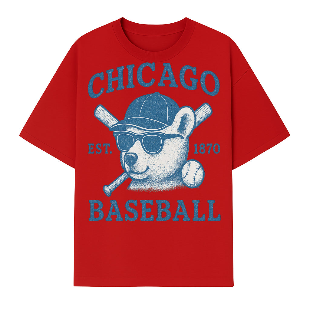 Chicago Baseball Bear Graphic Tee - Vintage Style, Established 1870, Cool Sunglasses, Perfect Gift for Fans - T-shirt 1758558741182.jpg