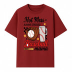 Baseball Mama Hot Mess Always Stressed Graphic Tee for Moms, Sports Fans Fun Baseball Theme Shirt - T-shirt 1758558741981.jpg