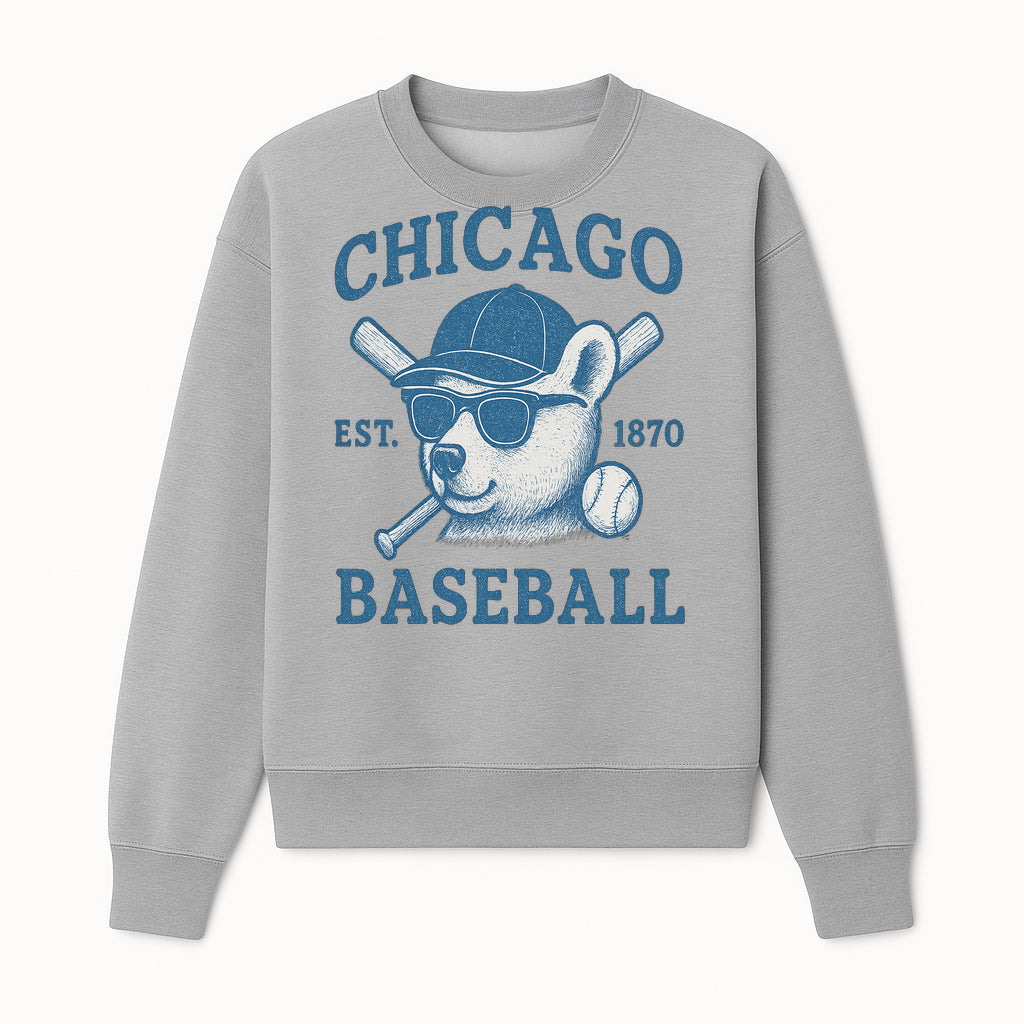 Chicago Baseball Bear Graphic Tee - Vintage Style, Established 1870, Cool Sunglasses, Perfect Gift for Fans - Sweatshirt 1758558742864.jpg