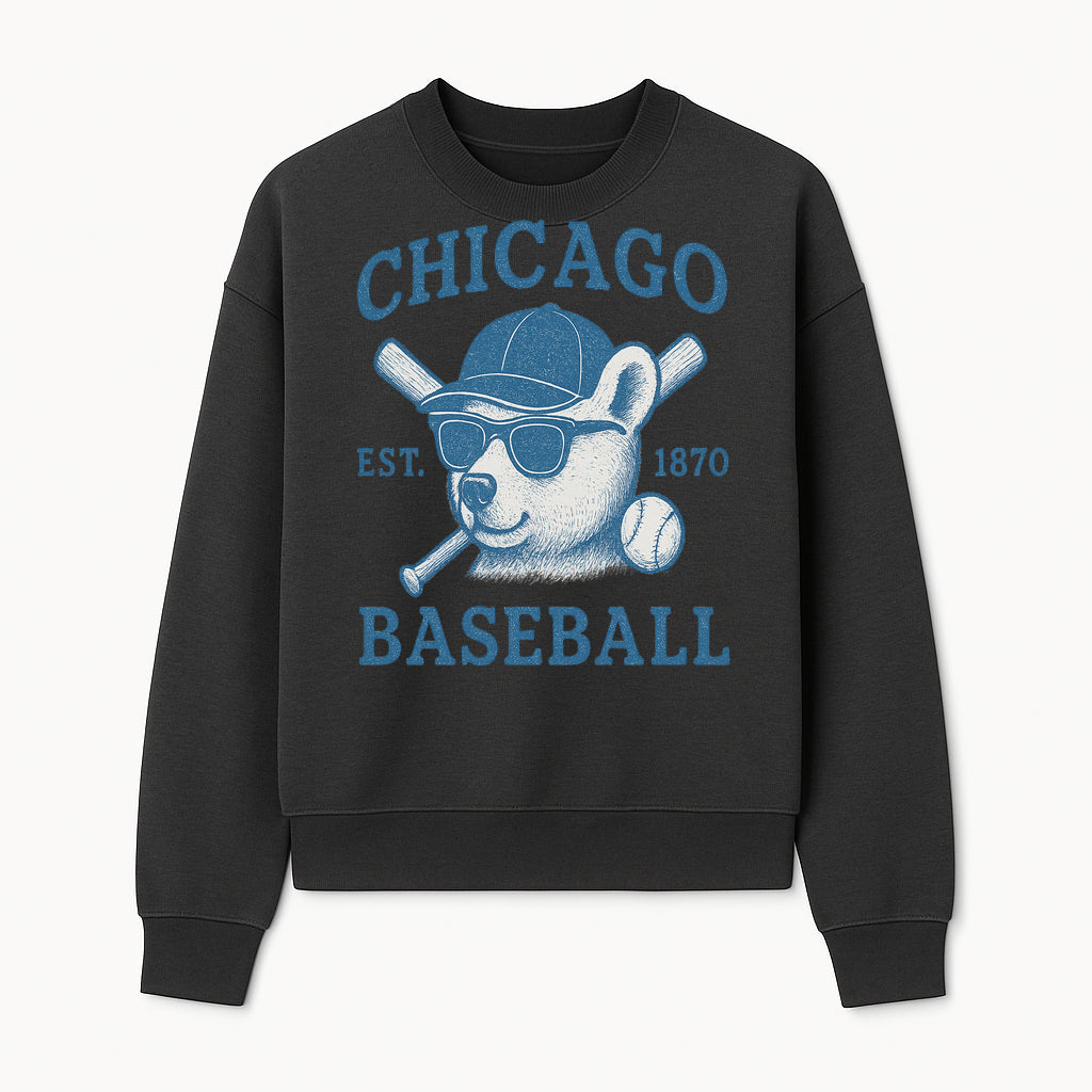 Chicago Baseball Bear Graphic Tee - Vintage Style, Established 1870, Cool Sunglasses, Perfect Gift for Fans - Sweatshirt 1758558743146.jpg