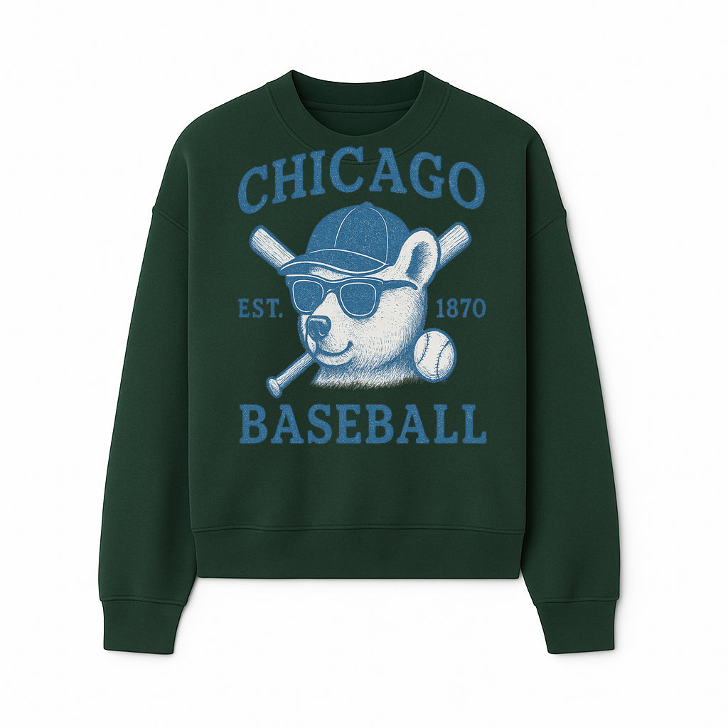 Chicago Baseball Bear Graphic Tee - Vintage Style, Established 1870, Cool Sunglasses, Perfect Gift for Fans - Sweatshirt 1758558743304.jpg