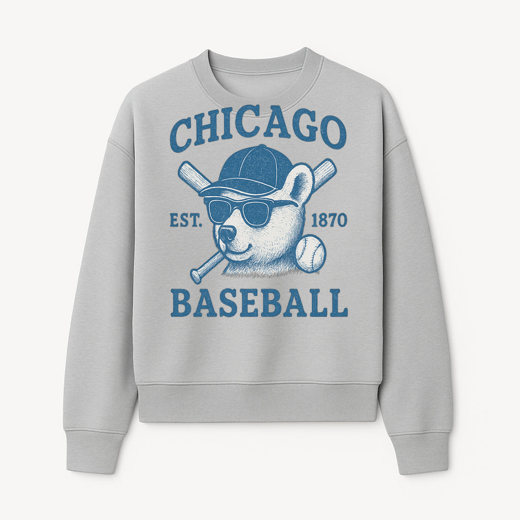 Chicago Baseball Bear Graphic Tee - Vintage Style, Established 1870, Cool Sunglasses, Perfect Gift for Fans - Sweatshirt 1758558743438.jpg