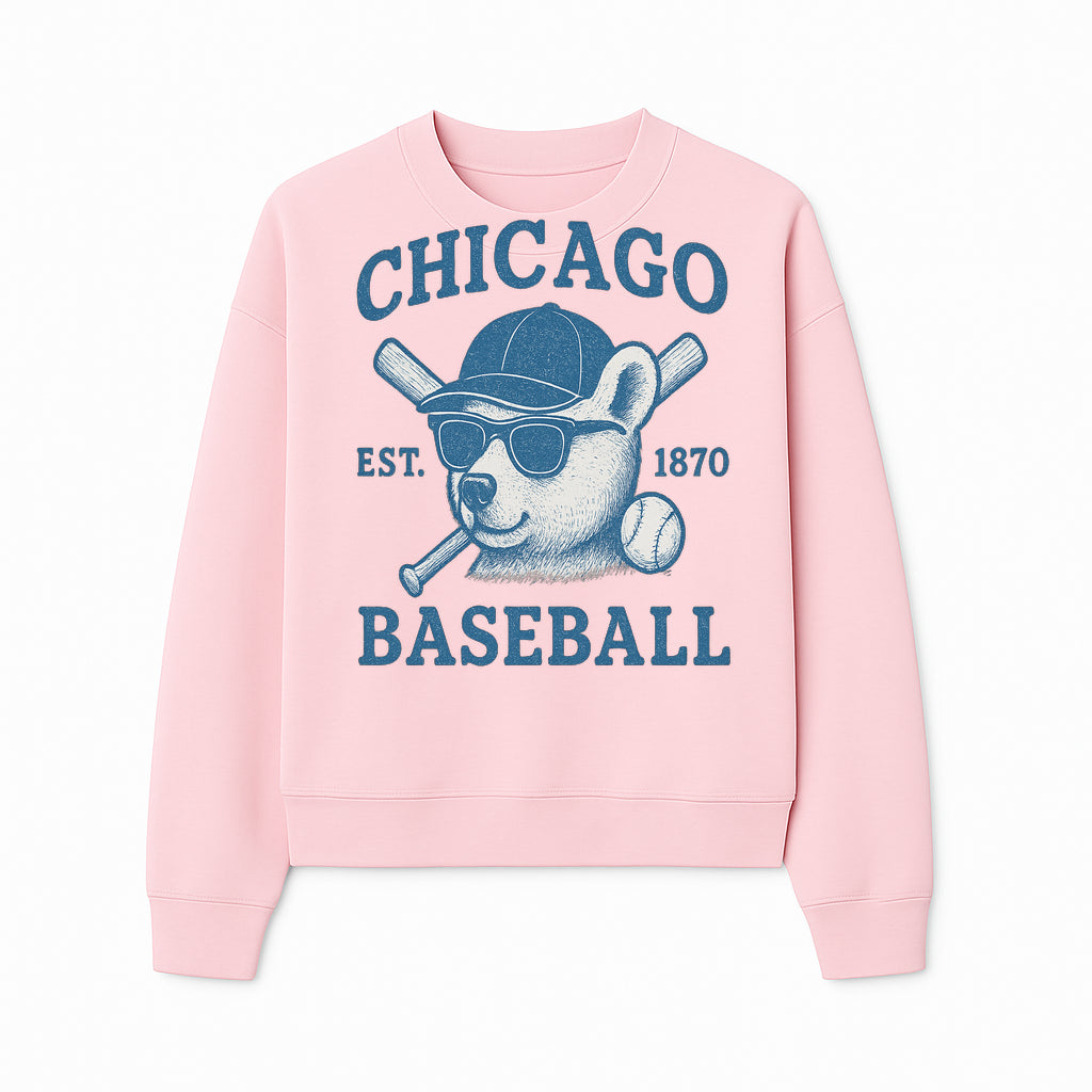 Chicago Baseball Bear Graphic Tee - Vintage Style, Established 1870, Cool Sunglasses, Perfect Gift for Fans - Sweatshirt 1758558743803.jpg