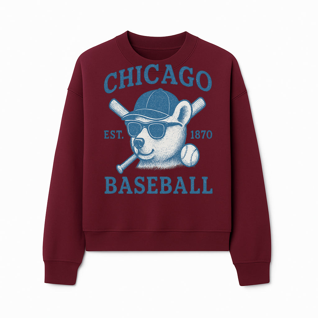 Chicago Baseball Bear Graphic Tee - Vintage Style, Established 1870, Cool Sunglasses, Perfect Gift for Fans - Sweatshirt 1758558743942.jpg