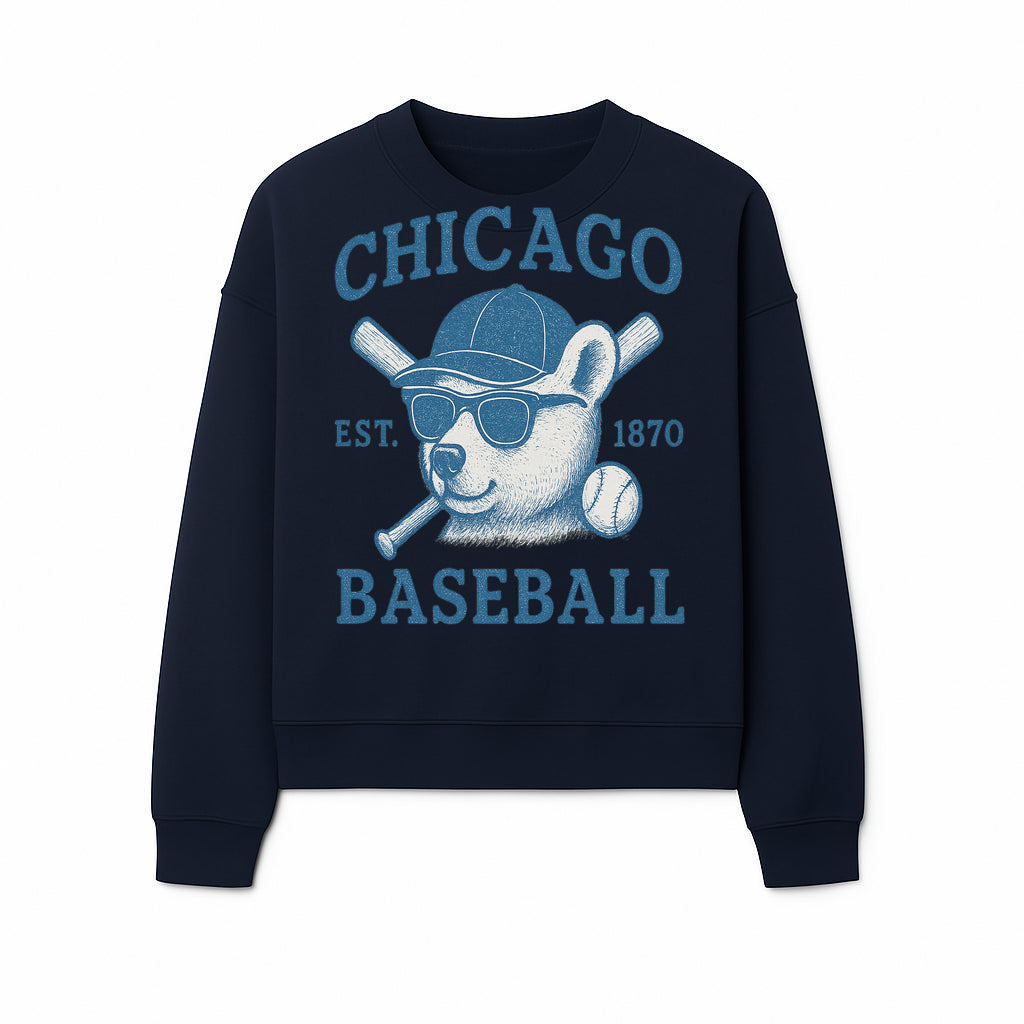 Chicago Baseball Bear Graphic Tee - Vintage Style, Established 1870, Cool Sunglasses, Perfect Gift for Fans - Sweatshirt 1758558744096.jpg