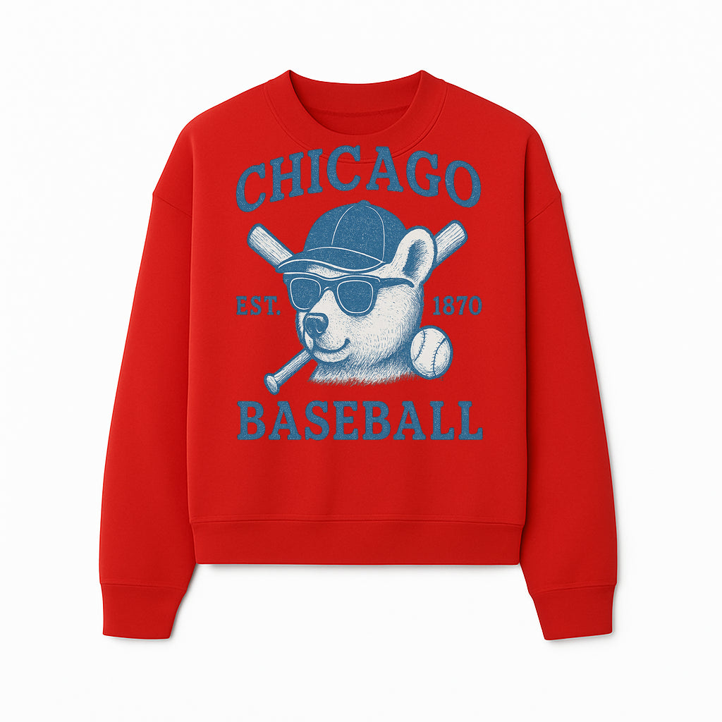 Chicago Baseball Bear Graphic Tee - Vintage Style, Established 1870, Cool Sunglasses, Perfect Gift for Fans - Sweatshirt 1758558744238.jpg
