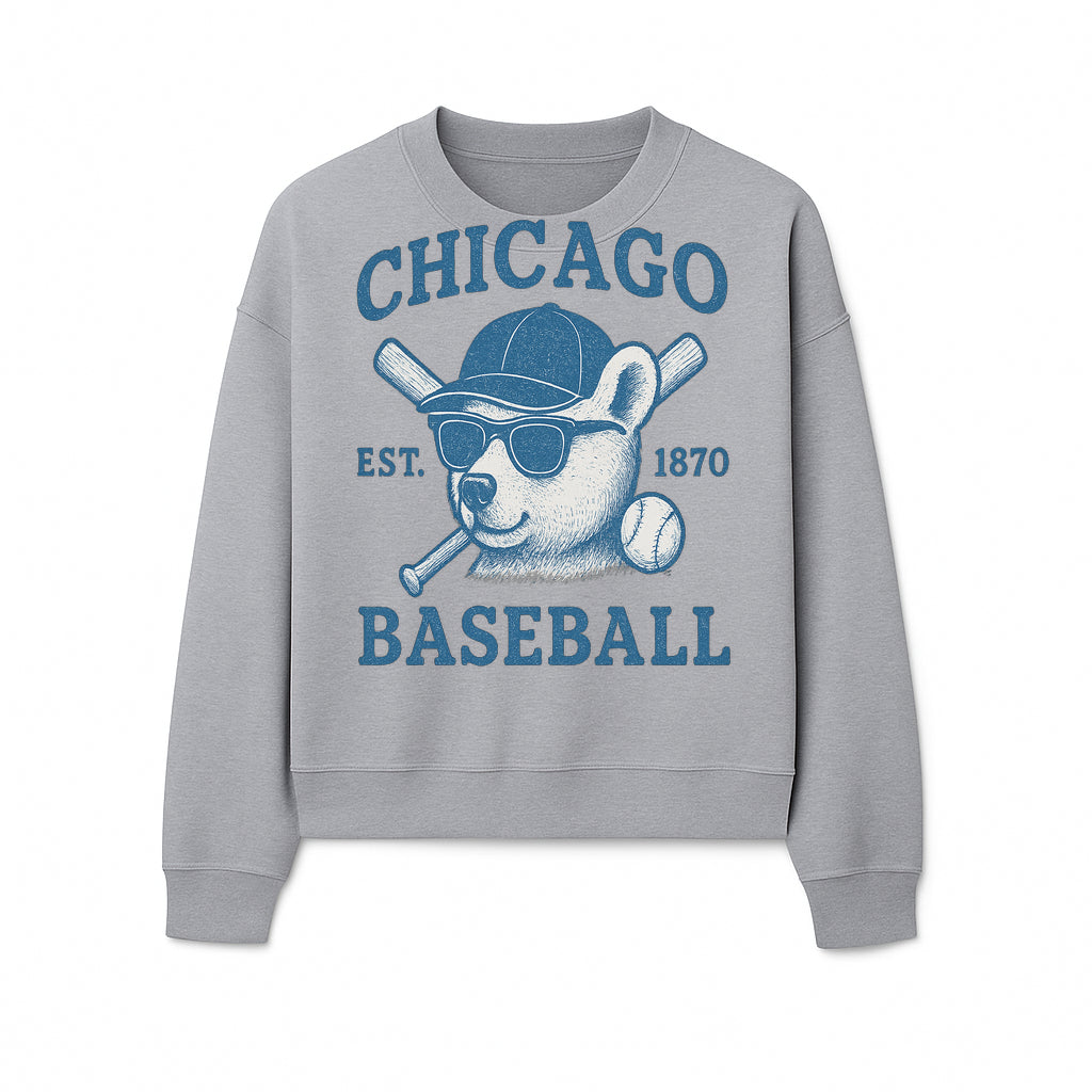 Chicago Baseball Bear Graphic Tee - Vintage Style, Established 1870, Cool Sunglasses, Perfect Gift for Fans - Sweatshirt 1758558744373.jpg