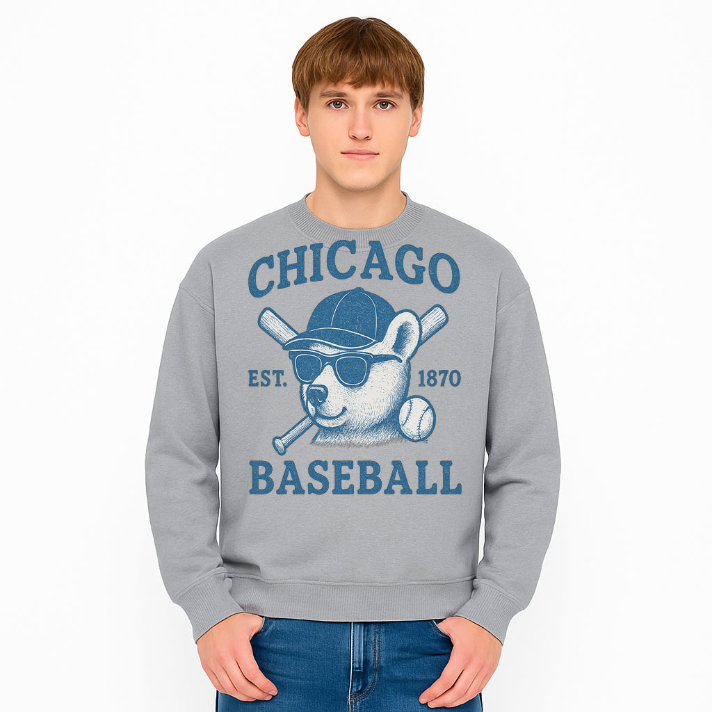 Chicago Baseball Bear Graphic Tee - Vintage Style, Established 1870, Cool Sunglasses, Perfect Gift for Fans - Sweatshirt 1758558745605.jpg