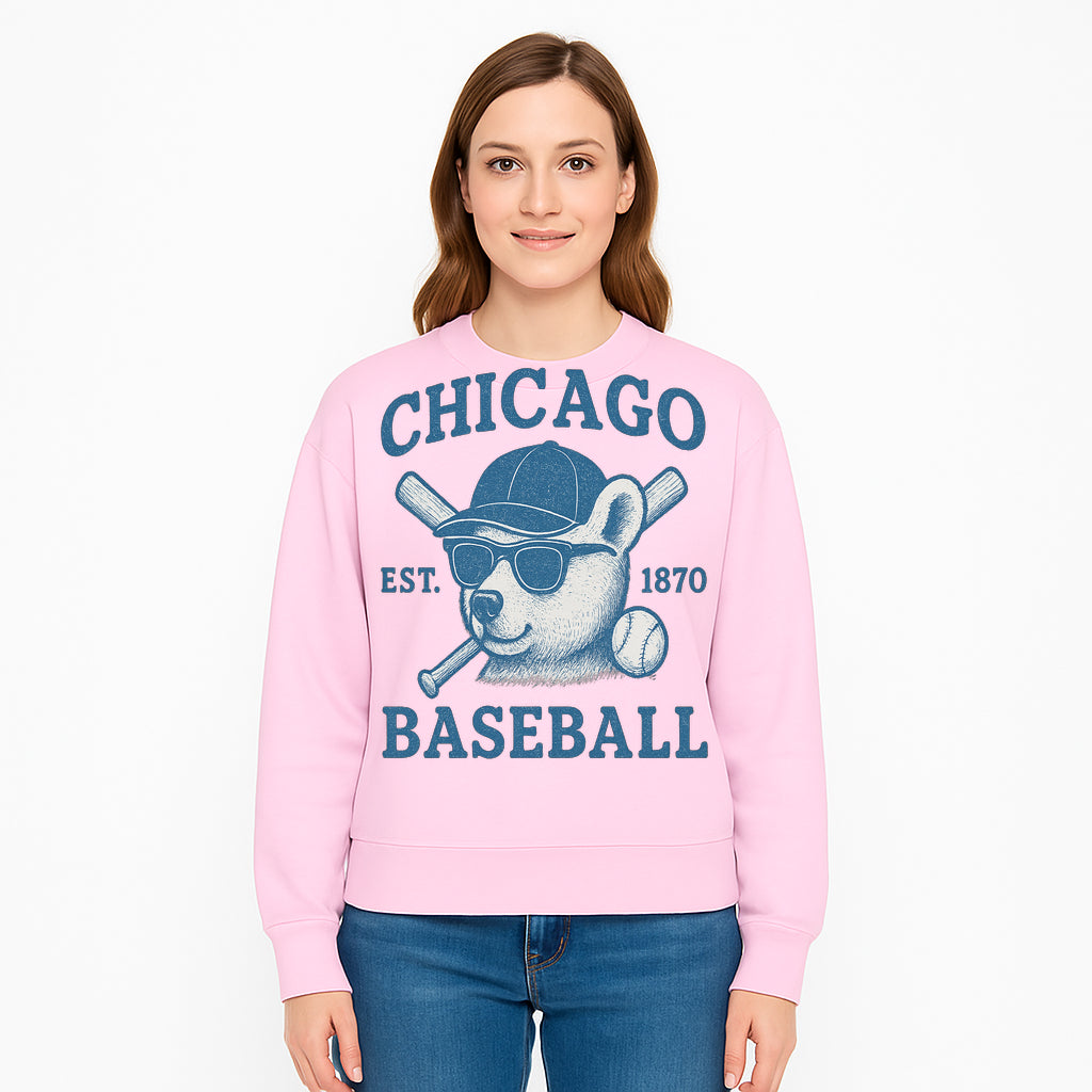 Chicago Baseball Bear Graphic Tee - Vintage Style, Established 1870, Cool Sunglasses, Perfect Gift for Fans - Sweatshirt 1758558745725.jpg
