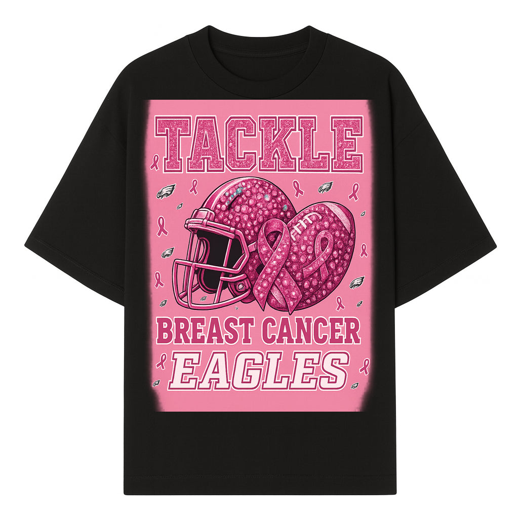 Breast Cancer Awareness Football Shirt - Tackle Cancer Eagles Pink Graphic Tee for Supporters and Fans - T-shirt 1758558750237.jpg