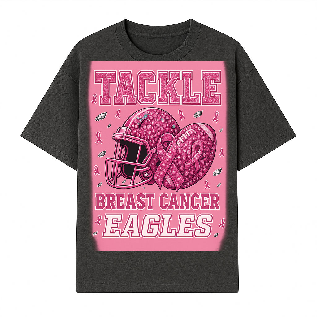 Breast Cancer Awareness Football Shirt - Tackle Cancer Eagles Pink Graphic Tee for Supporters and Fans - T-shirt 1758558750367.jpg