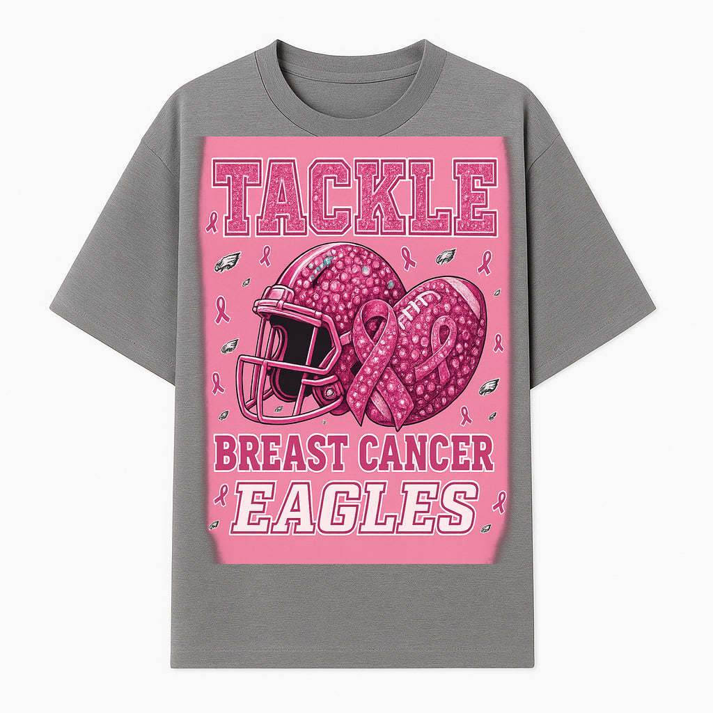 Breast Cancer Awareness Football Shirt - Tackle Cancer Eagles Pink Graphic Tee for Supporters and Fans - T-shirt 1758558750623.jpg