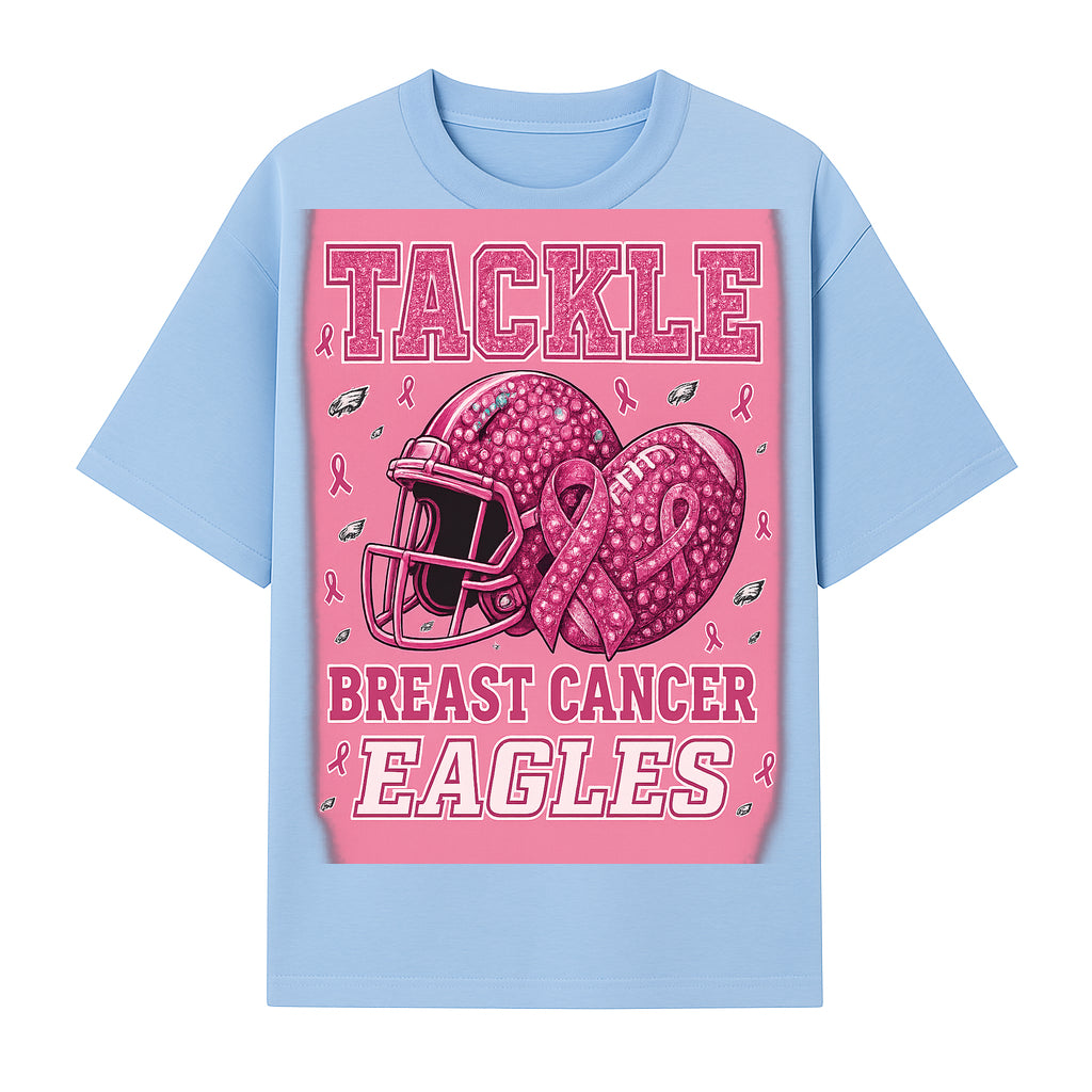 Breast Cancer Awareness Football Shirt - Tackle Cancer Eagles Pink Graphic Tee for Supporters and Fans - T-shirt 1758558750795.jpg
