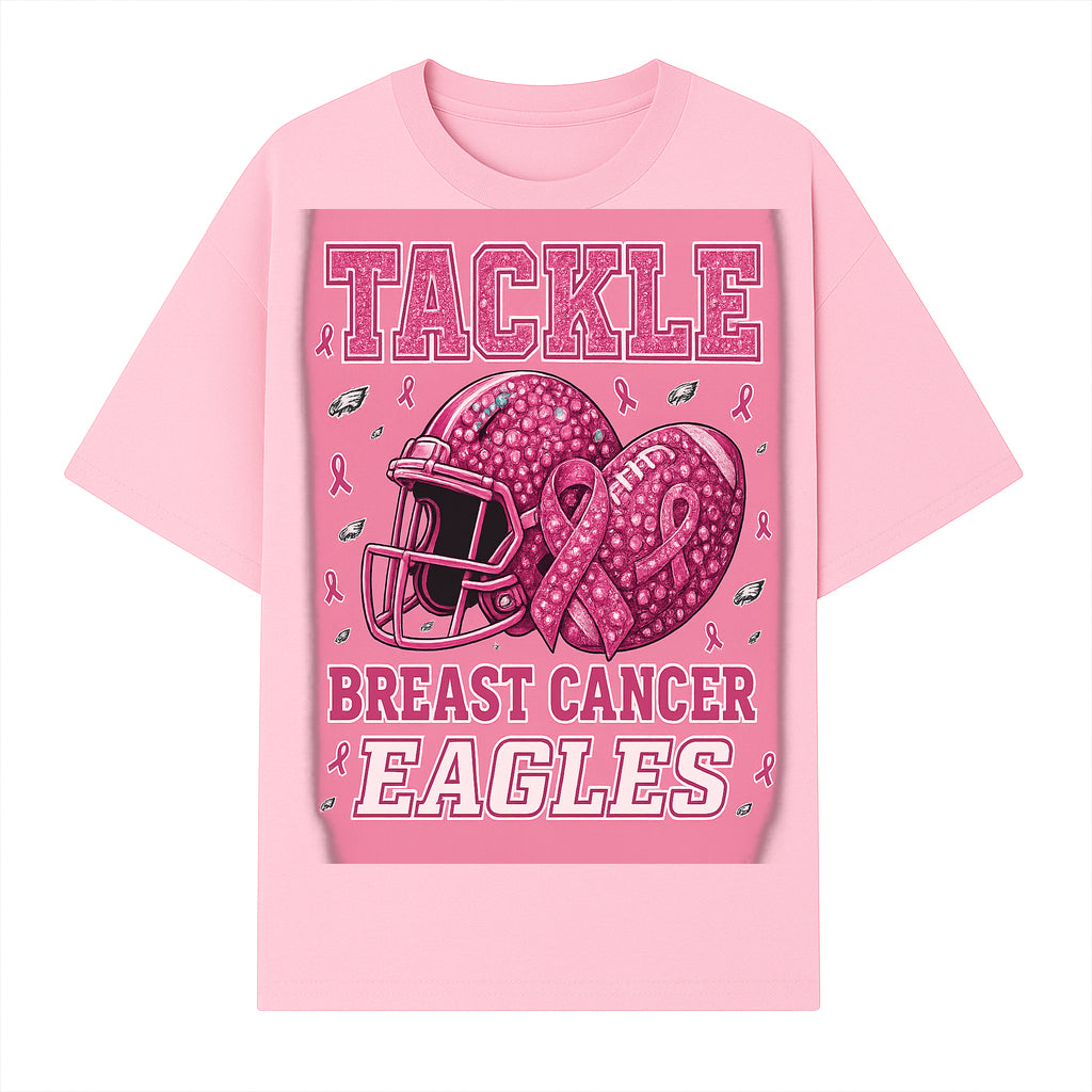 Breast Cancer Awareness Football Shirt - Tackle Cancer Eagles Pink Graphic Tee for Supporters and Fans - T-shirt 1758558750936.jpg