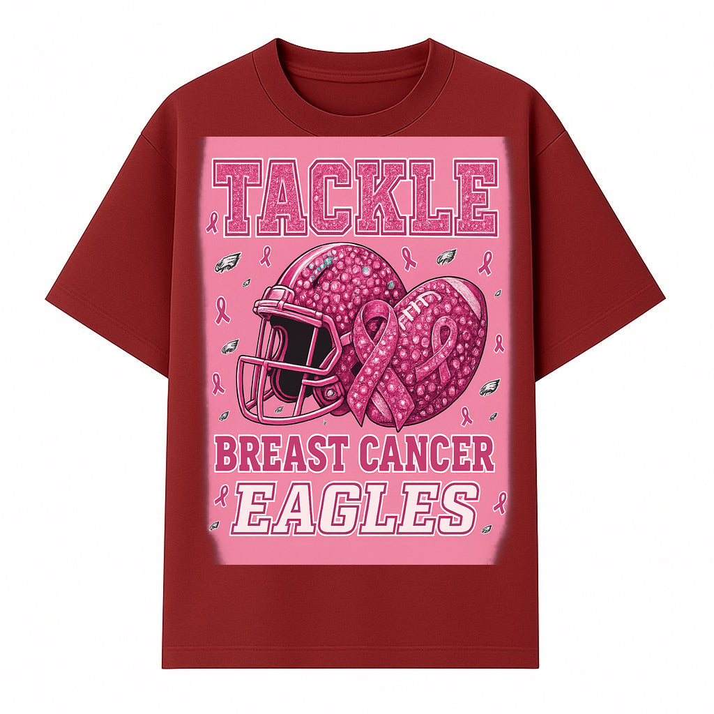 Breast Cancer Awareness Football Shirt - Tackle Cancer Eagles Pink Graphic Tee for Supporters and Fans - T-shirt 1758558751060.jpg