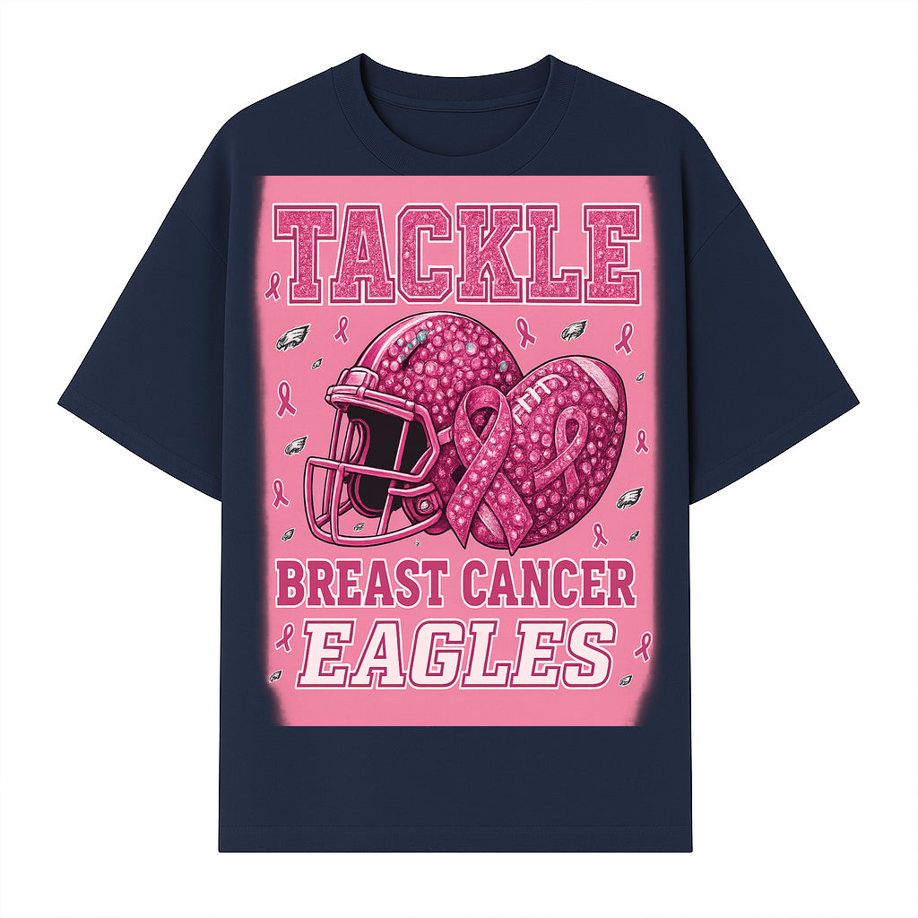 Breast Cancer Awareness Football Shirt - Tackle Cancer Eagles Pink Graphic Tee for Supporters and Fans - T-shirt 1758558751204.jpg