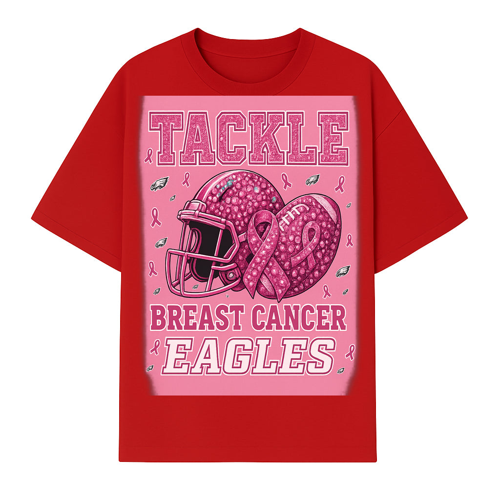 Breast Cancer Awareness Football Shirt - Tackle Cancer Eagles Pink Graphic Tee for Supporters and Fans - T-shirt 1758558751346.jpg