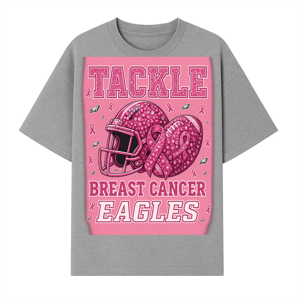 Breast Cancer Awareness Football Shirt - Tackle Cancer Eagles Pink Graphic Tee for Supporters and Fans - T-shirt 1758558751486.jpg