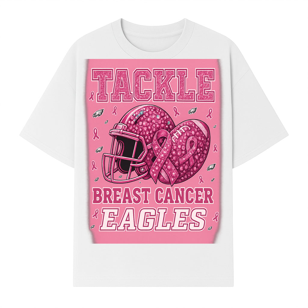 Breast Cancer Awareness Football Shirt - Tackle Cancer Eagles Pink Graphic Tee for Supporters and Fans - T-shirt 1758558751655.jpg