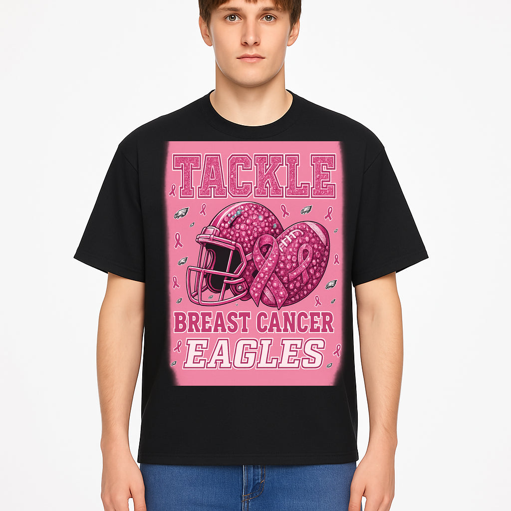 Breast Cancer Awareness Football Shirt - Tackle Cancer Eagles Pink Graphic Tee for Supporters and Fans - T-shirt 1758558752786.jpg