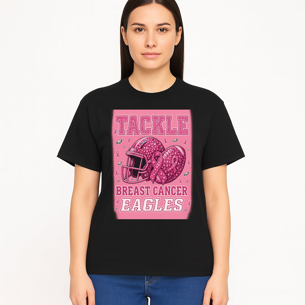 Breast Cancer Awareness Football Shirt - Tackle Cancer Eagles Pink Graphic Tee for Supporters and Fans - T-shirt 1758558752943.jpg